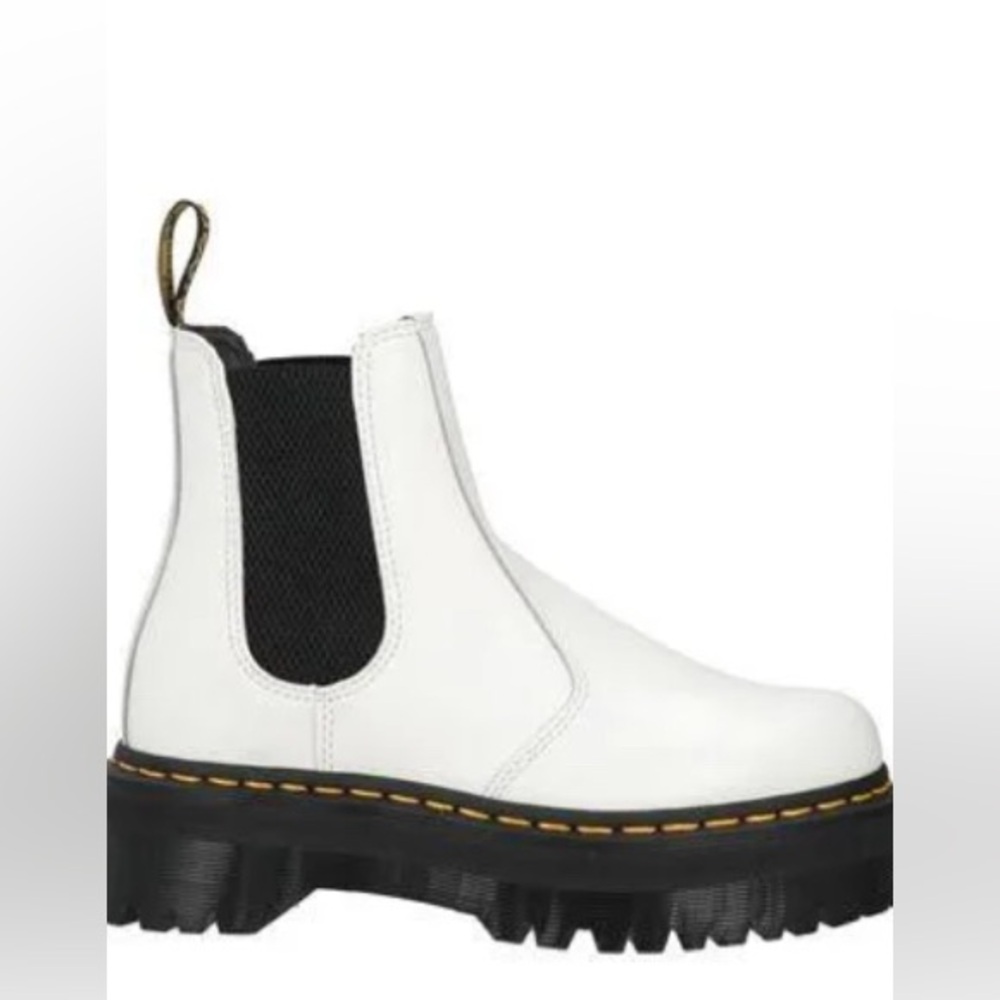 Dr. Martens White Platform Boots No Laces